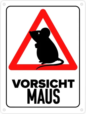 Produktbild von Vorsicht Maus Metallschild in 15x20 cm mit Maus Silhouette