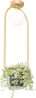 Produktbild von QAZQA - Art Deco Art Deco Deckenlampe Gold I Messing mit weißem Glas - Isabella I Wohnzimmer I Schlafzimmer - Stahl Oval - LED geeignet G9