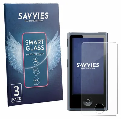 Produktbild von 3x Savvies Schutzglas Folie für Apple iPod nano 2012 (7. Gen.) 9H Panzer Schutzfolie Glas Displayschutz klar transparent