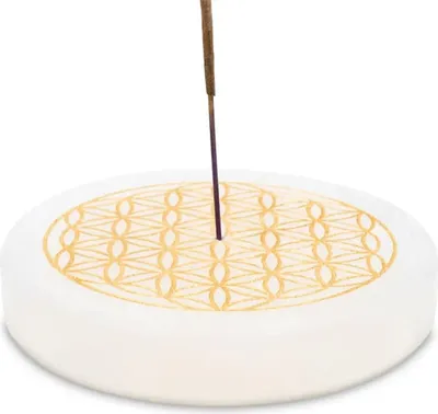Immagine prodotto di Portaincenso Selenite Fiore Della Vita Rotondo - 9 Cm; 260 G