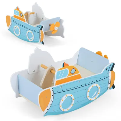 Produktbild von Schaukelboot aus Holz für Kinder mit drehbarem Propeller