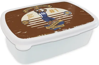 Produktbild von KitchenYeah® Lunchbox Brotzeit Brotdose 17x11 cm Mancave - Basketball - Retro - Rot Kinder Brotzeitdose - Lunch Box - Kinder - Sandwich-Box - Schulbox - Lunch Boxen