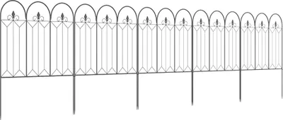 Image de Outsunny Lot de 5 clôtures de jardin décoratives en métal avec ornements - 305 x 79,5 cm noir