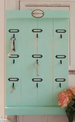 Produktbild von Landhaus Schlüsselbrett, FYNN in aqua, Shabby antique chic Handgefertigt