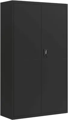 Productafbeelding van Kantoorkast, archiefkast, opslagkast, multifunctionele kast, metalen kast met 6 legplanken, gepoedercoat, staal, zwart, 105x40x180 cm