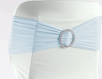 Produktbild von Stuhlschleifen Stretch, Hellblau - elastische Schleifenbänder mit Schnalle