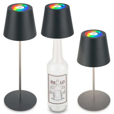Obrázek produktu pro Briloner Calida 3 v 1 RGBW LED stolní lampa bezdrátová IP44, stmívatelná, dotyková, výškově nastavitelná, odolná proti stříkající vodě, antracitová, 36 x Ø10,5 cm