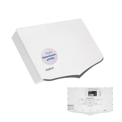 Produktbild von Humax mobile Flachantenne H40D, 4 Teilnehmer, Quad LNB, Montagematerial, weiß
