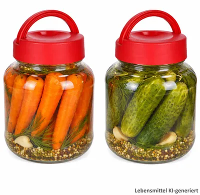 Immagine prodotto di Set da 2 barattoli per conserve Kim da 1,7 l con coperchio e manico - Barattolo per cetrioli