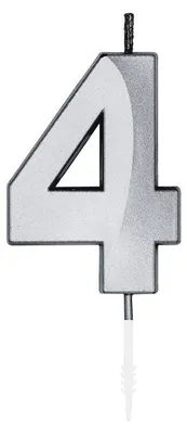 Immagine prodotto di Candela numerica per torte, 6 cm, argento, 4
