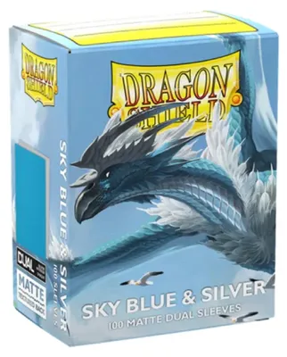 Produktbild von Dragon Shield Standard Size Dual Matte Sleeves - Sky Blue & Silver (100 Sleeves)