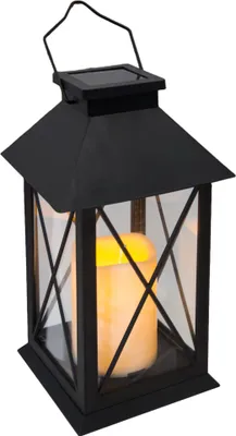 Produktbild von Deko-Laterne Solar schwarz 1 LED Kerze Flackereffekt Weihnachtsdeko Gartendeko - Laterne auf Solarenergie - Tischlampe für draußen mit Flammeneffekt