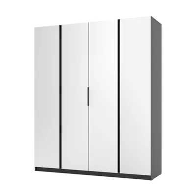 Produktbild von Garderobenschrank KORA X Schwarz/Eiche Evoke mit Spiegeltüren - Kleiderschrank für Flur, Diele, Schlafzimmer, Ankleideraum mit viel Stauraum
