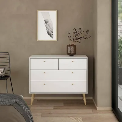 Produktbild von Kommode Pelagie, Mehrzweckkommode, Schlafzimmerkommode, Schrank mit Schubladen, 99x39 h82 cm, Weiß