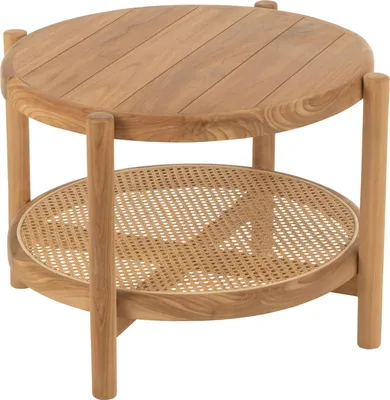 Produktbild von Couchtisch aus Holz mit doppelter Teakholzplatte