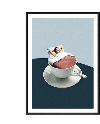 Produktbild von TPFLiving Kunstdruck LW-1717 (OHNE RAHMEN) Poster - Leinwand - Wandbild - Hochauflösender Giclée-Druck, langlebig und hochwertig - Sureallistische Carttons -Frau in der Kaffeetasse -  - Größe: 10x15cm