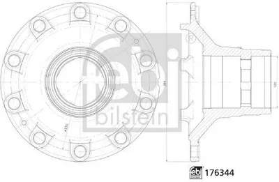 Produktbild von FEBI BILSTEIN 176344 Radnabe Vorne Links Vorne Rechts für VOLVO FH 16 Ø335mm Lochkreis