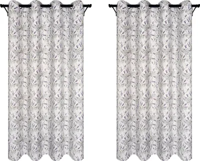 Produktbild von Fertige Vorhänge mit Ösen 140x240 cm 2 Stücke mit Lavendel Blumen Muster blickdichte Gardinen für Wohnzimmer