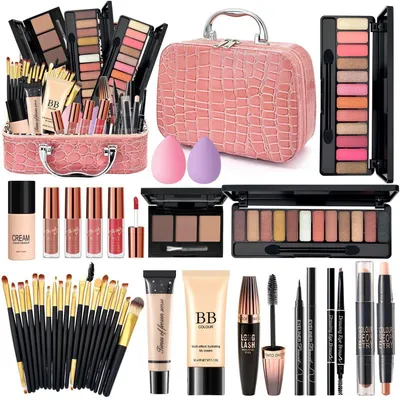 Produktbild von Schminkset Damen All in One Make Up Set mit Reisetasche Rosa