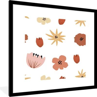 Produktbild von MuchoWow® MuchoWow® Gerahmtes Poster Blumen - Weiß - Abstrakt - Muster 40x40 cm - Poster mit zchwarzem Bilderrahmen - Poster - Plakat im Rahmen