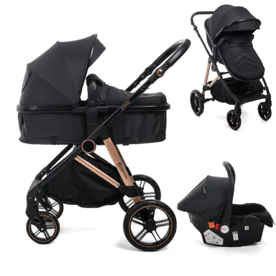 Image de BEBELISSIMO - Poussette combinée trio 3 en 1 - siège auto 0+ CAVO – nacelle – dès la naissance – jusqu’à 22kg - noir