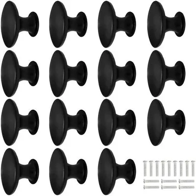 Produktbild von Runde matte Knöpfe - 15 Stück - schwarz - 30 mm