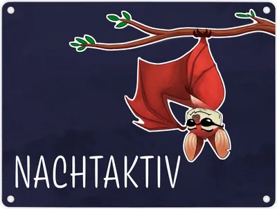 Produktbild von Nachtaktiv Metallschild mit lustiger Fledermaus