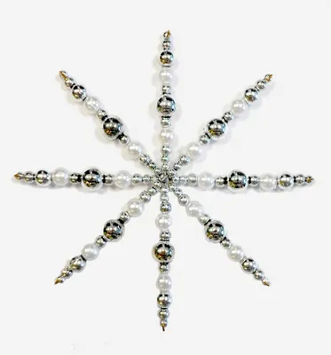 Produktbild von Bastelset Perlensterne silber/ weiß für 10 Sterne D: 11 cm