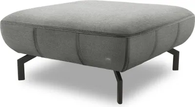 Produktbild von LOOKS by Wolfgang Joop Hocker LOOKS XIII made by DOMO Collection, Designerhocker, Sitzhocker, Fußhocker, Sitzbank, Polsterhocker, Webstoff in silber, 83 x 83 cm
