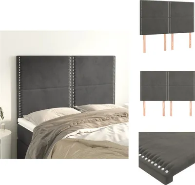 Produktbild von vidaXL Kopfteile 4 Stk. Dunkelgrau 72x5x78/88 cm Samt -  Kopf- & Fußenden