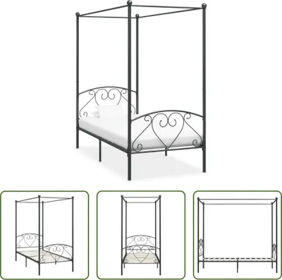 Produktbild von The Living Store Himmelbett-Gestell Grau Metall 120 x 200 cm