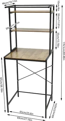 Produktbild von Waschmaschinen- & Trockner-Überbauregal - 3-stöckiges Badezimmerregal - Freistehend - Metall - Platzsparend - Schwarz