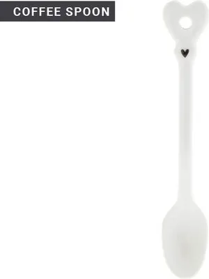 Produktbild von Kaffeelöffel Teelöffel HEART weiß mit schwarzem Herz Bastion Collections