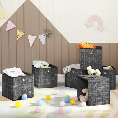 Produktbild von SONGMICS Aufbewahrungsbox, 6er Set, Ordnungsboxen aus Vliesstoff mit Griff
