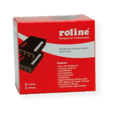 Immagine prodotto di ROLINE Fast Ethernet Switch, Pocket, 8 Ports (21.14.3134)