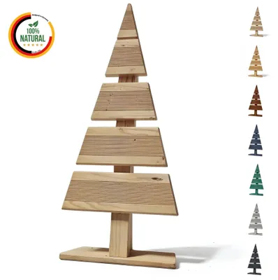Immagine prodotto di Floranica Albero di Natale in legno naturale 60x27cm Non Trattato Decorazione natalizia per interni ed esterni albero in legno di larice fatto a mano