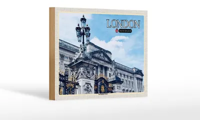 Produktbild von Holzschild Städte London England Buckingham Palace 18x12 cm