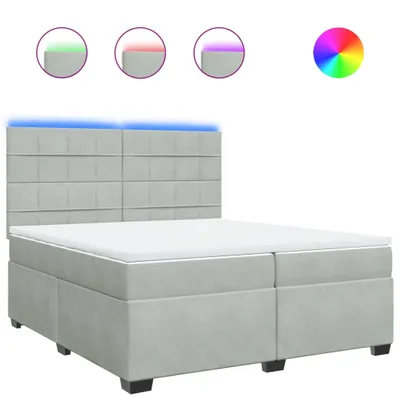 Produktbild von Boxspringbett mit Matratze Hellgrau 200x200 cm Samt