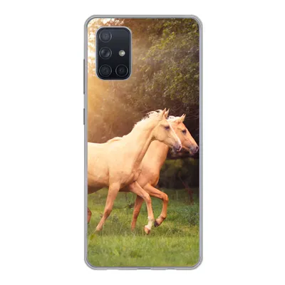 Produktbild von MuchoWow® Handyhülle Schutzhülle Hülle für Samsung Galaxy A51 5G Pferde - Wald - Sonne Silikon Softcase Handy Hülle - Abbildung