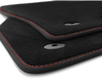 Immagine prodotto di Tappetini adatti per VW Polo 6 (AW) dal 2017 Tappeto auto in velours di  in 2 pezzi, impunture rosse