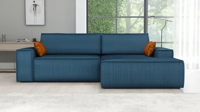 Produktbild von Ecksofa TOR mit Schlaffunktion. Farbe: Blue.