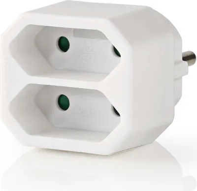 Obrázek produktu pro Eluttag Splitter | Typ F (CEE 7/7) | 250 V AC 50 Hz | Fransk / Typ C (CEE 7/16) | 250 V AC 50/60 Hz | 2,5 A | 1100 W | Vít