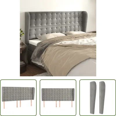 Produktbild von The Living Store Kopfteil mit Ohren Hellgrau 203x23x118/128 cm Samt
