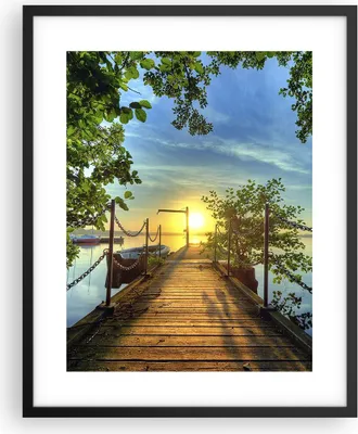 Produktbild von Gerahmtes Poster - Schwarzer Rahmen - See Sonnenuntergang Boot Landschaft - 40x50 cm - Wand Bild - Wanddeko - Wandbilder - Wandposter - Bilderrahmen - Bilder - Kunstdruck - Wandbild - P2BPA40x50-2573