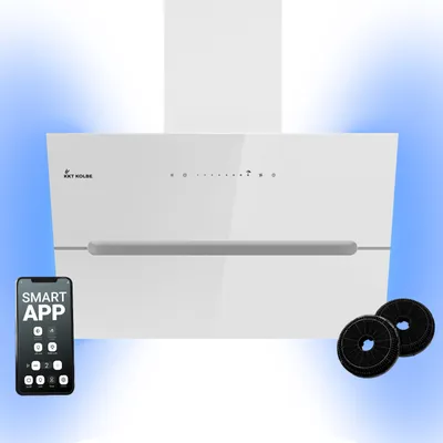 Produktbild von KKT KOLBE Dunstabzugshaube 60 cm 782 cbm/h Umluft Abluft Kopffrei Wandhaube Weiß Glas Smart WiFi App WLAN RGBW-LED-Beleuchtung ECCO6005WM