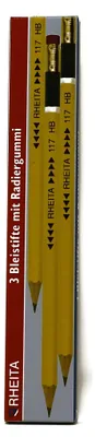 Produktbild von Bleistifte mit Radierer, gelblackiert, HB, hexagonal, 3 Stück