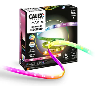 Produktbild von Calex Smart LED-Streifen 5M, RGBIC, Kürzbar, Dimmbar, Musiksync