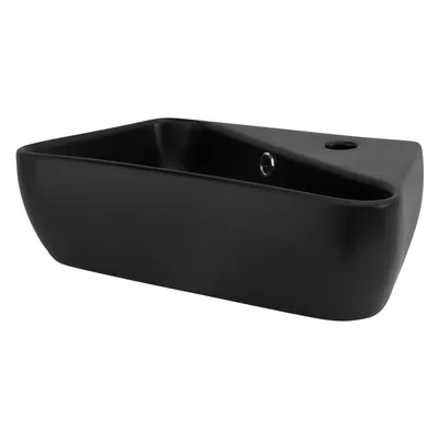Obrázek produktu pro LuxeBath umyvadlo Umyvadlo na desku Square, 45x27x13 cm, černé, z keramiky, včetně odtokové soupravy s přepadem