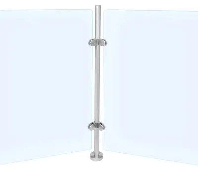 Immagine prodotto di Palo per ringhiera - Palo angolare - Acciaio inossidabile - Altezza 110 cm - Montaggio a pavimento - Per scale/corrimano - Per vetro da 12 mm