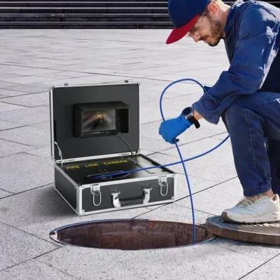 Zdjęcie produktu dla Endoskopowa kamera inspekcyjna PRO - Kamera do rur - 7-calowy wyświetlacz LCD - Kabel o długości 40 m - 480p, szeroki kąt 130° - Urządzenie do inspekcji podziemnych i kanalizacyjnych